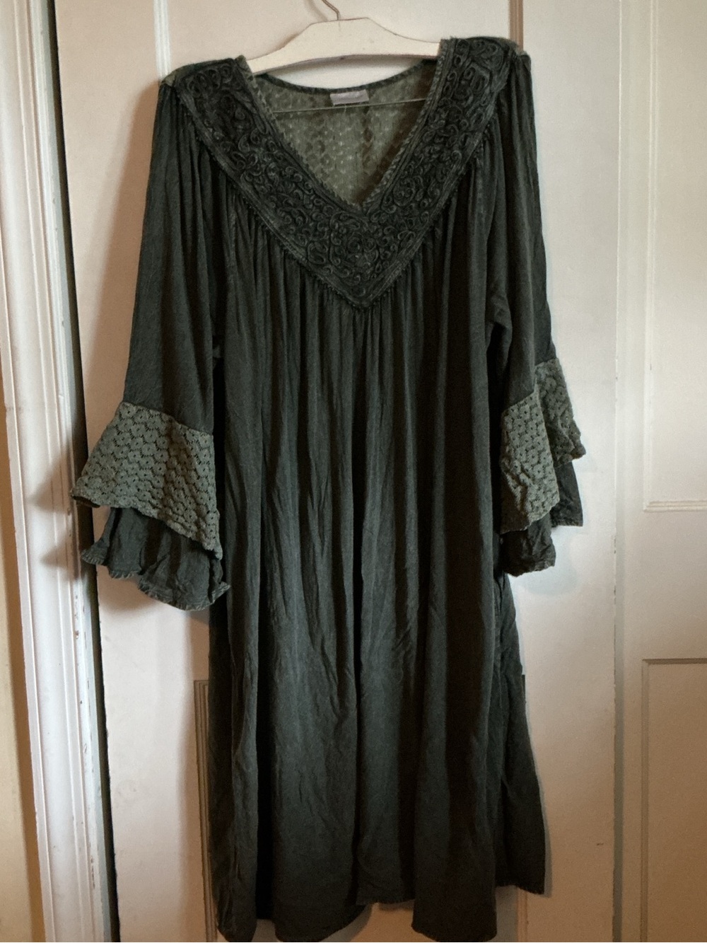 Avenue Olive Green Open Knit Sweater